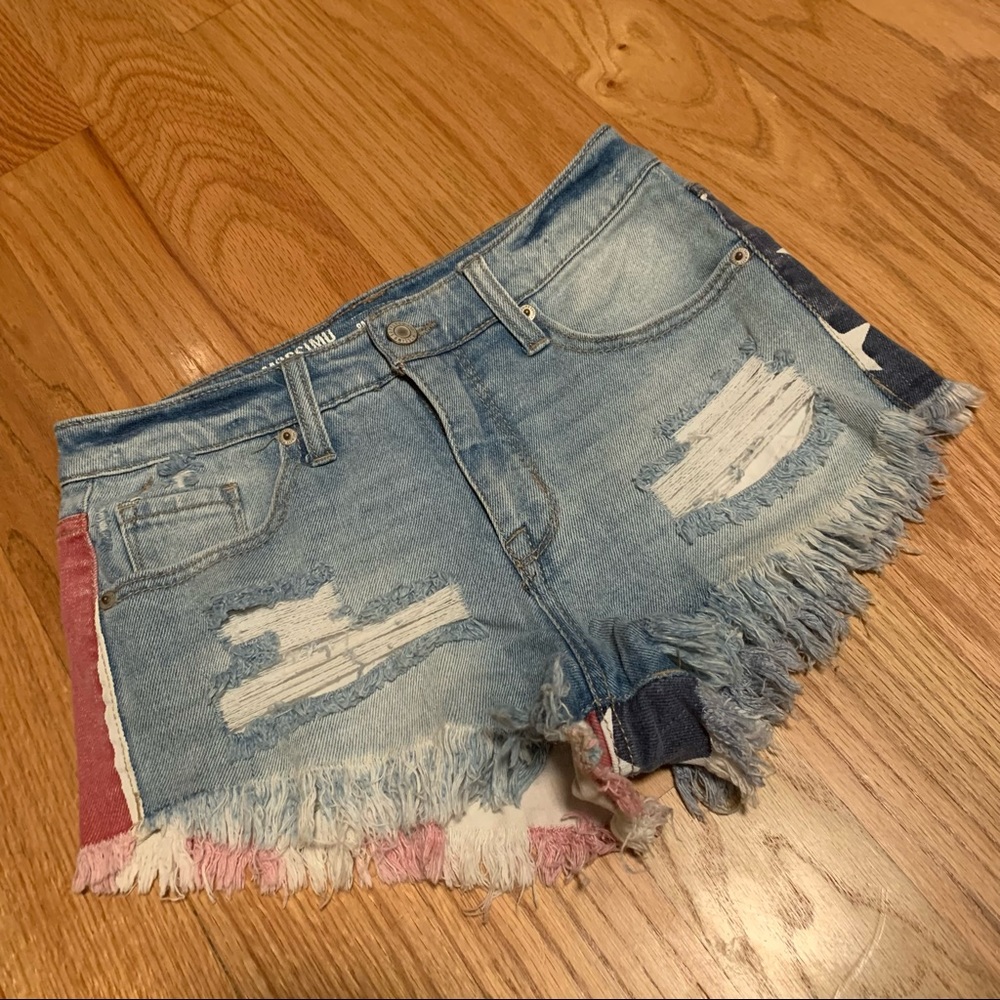 Mossimo Supply Co American Flag Denim Shorts